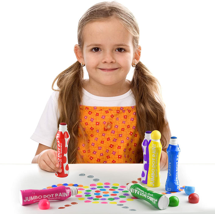 Jumbo Washable Dot Markers for Kids (10 Colors) Washable, No Mess Preschool Daub Tubes - Easy-Grip Art Dobber Dabbers - for Bingo Stamps etc.