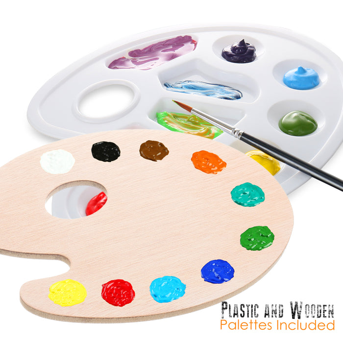 Glokers Canvas Panels Painting Kit, Art Supplies Set Includes Palette, Sponge Brushes, Canvases, Paintbrushes & Mixing Wheel, Great for most paints