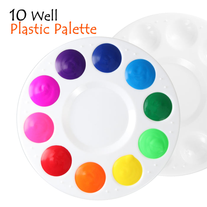 Round Plastic Paint Tray Palette for Kids or Students, 3 or 12 pcs