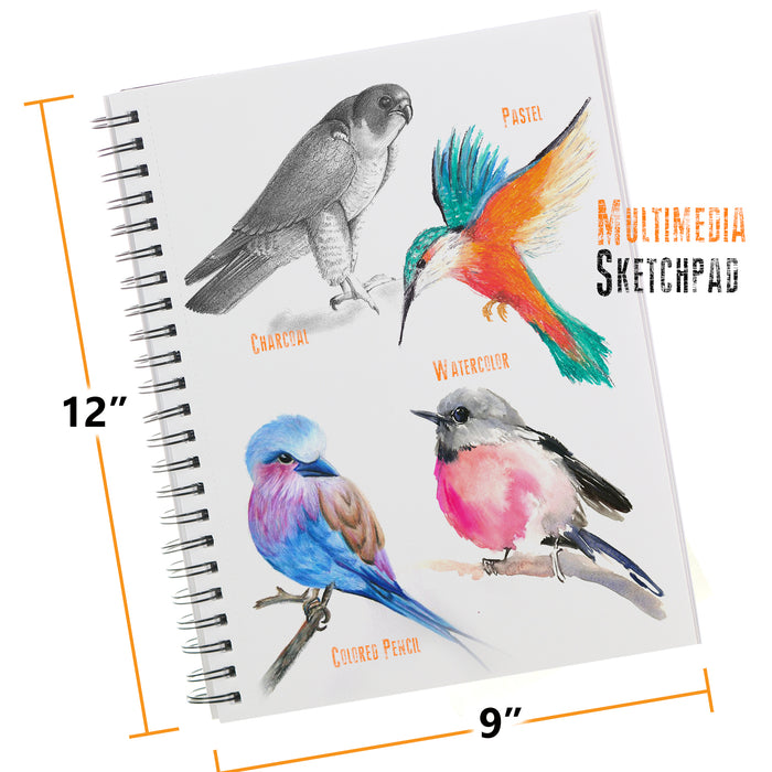 Glokers Sketch Book - 2 Pack - 100 Sheets Each Sketch Pad - Acid Free, Medium Weight Paper for Pencils, Charcoal, Oil Pastels, and Other Dry Media