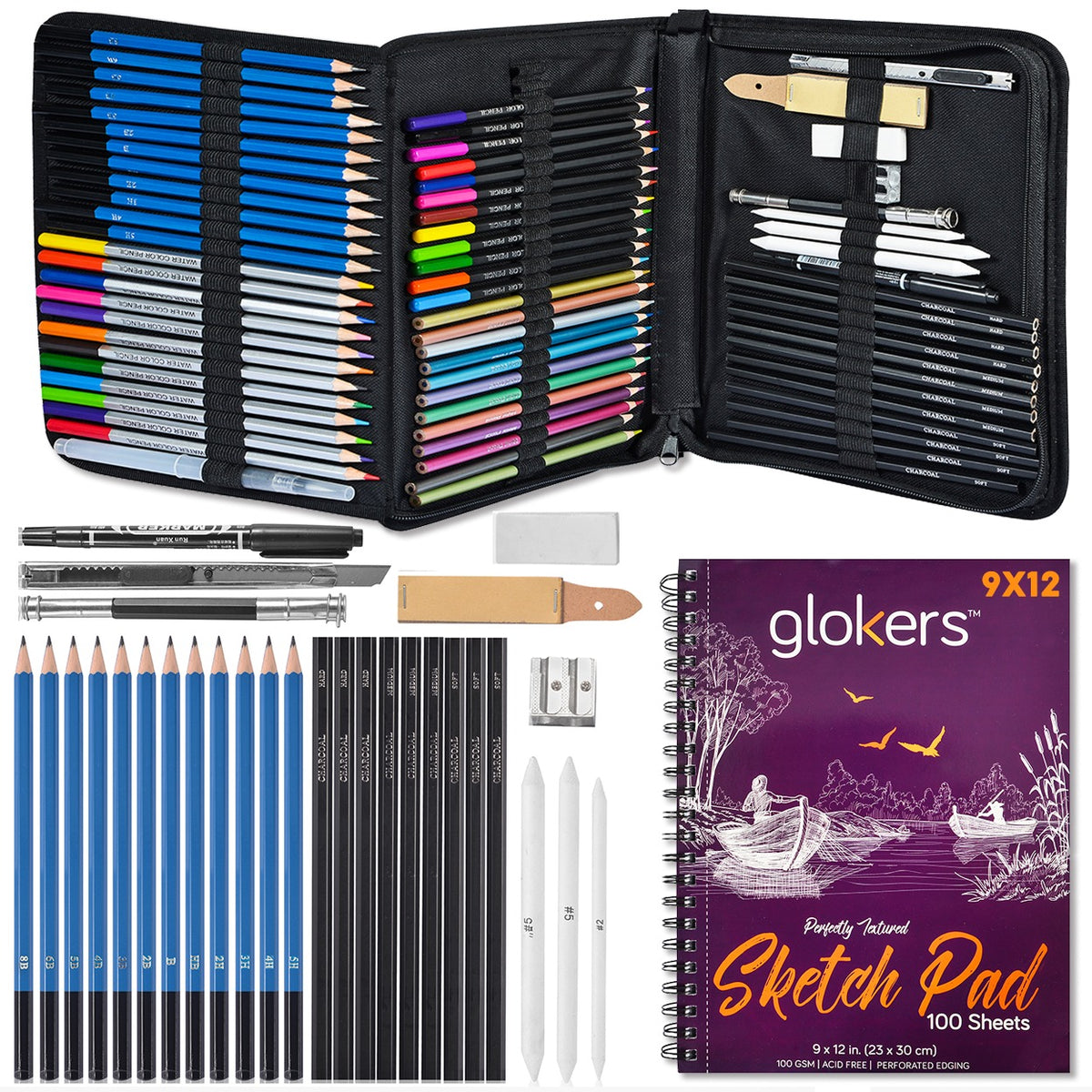 Fairfax & Co 72 Piece Pencil Drawing Set for Kids