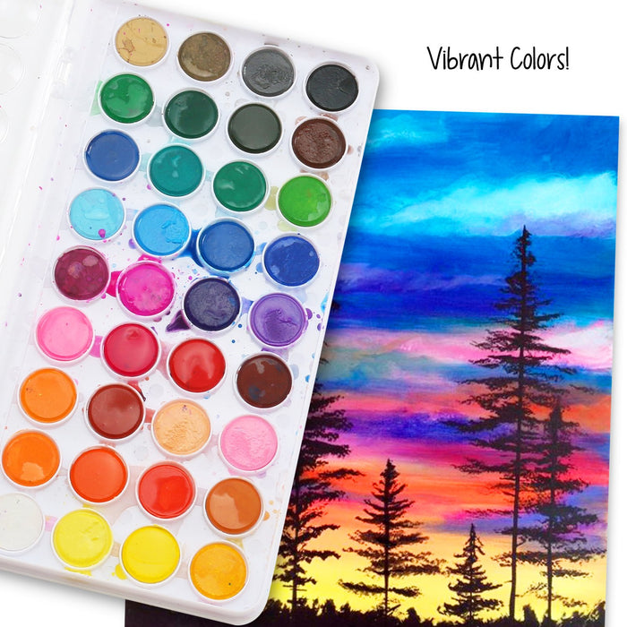 Watercolor Paint Set, Includes 36 Cake Paint Colors, 10 Professional P